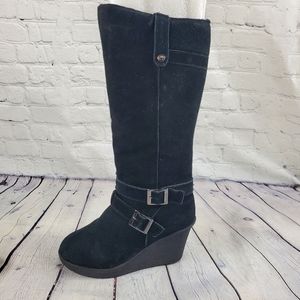 Gorgeous BearPaw Wedged Suede Boots Black Size 8